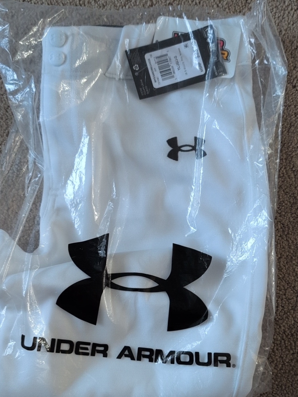 Under Armour White Baseball Pants Youth  Large Brand New
